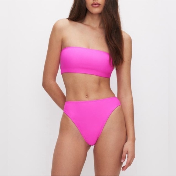 GOOD‎ AMERICAN NWT Neon Hot Pink Better Band bikini Two Piece Size Small - Picture 1 of 8